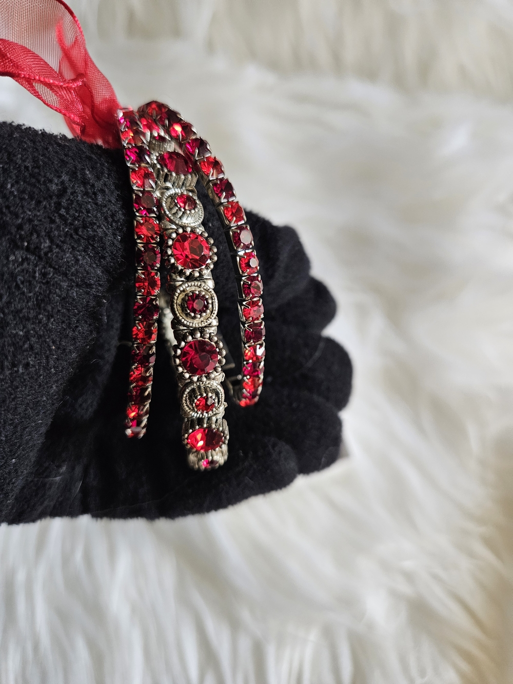 Fashion Red Imitation Crystal Triple Bangle Bracelet Set